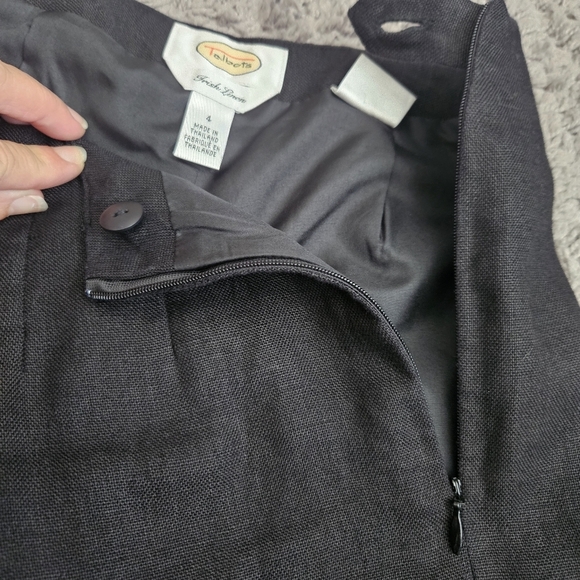 Talbots Pants Women 4 Black Irish Linen Wide Leg Relaxed Pockets Lagenlook - Picture 7 of 12